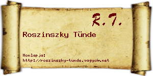 Roszinszky Tünde névjegykártya